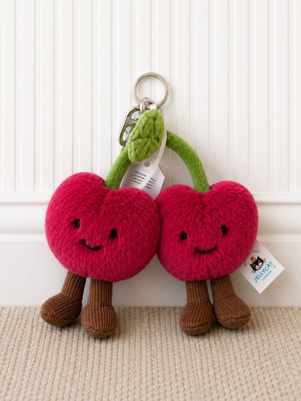 NWT Jellycat Amuseables Cherries Bag Charm Plush Keychain Clip